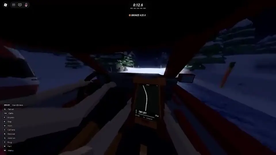 Rally With a Friend session HUD with copilot map and timer — no Codes overlay on this Place
